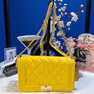 Yellow Quilted Crossbody Bag